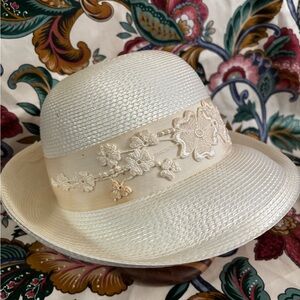 Vintage Elegant Cream Floral Women's Hat